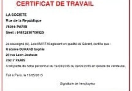 Le certificat de travail
